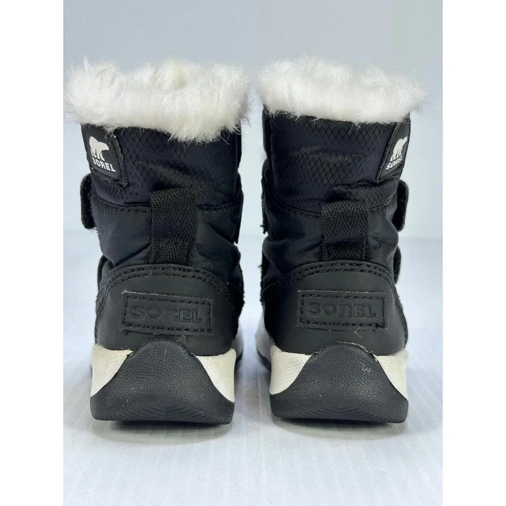 Sorel Whitney II Strap Waterproof Snow Boots Black White NV3875-010 Kids Size 4